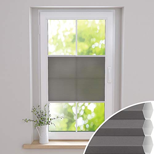 Gardinen21 Duette Wabenplissee zum Kleben | Waben Plissee ohne Bohren im Wunschmaß | Maßgefertigt für Türen & Fenster | Lichtdurchlässig, Sichtschutz und Schallschutz von Gardinen21