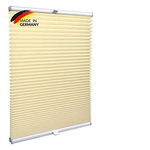 Gardinen21 Plissee nach Maß zum Kleben | Jalousien Rollo mit Klebefunktion | Sonnenschutz und Sichtschutz | Maßgefertige Fenster & Türen Rollos in Beige/Creme von Gardinen21