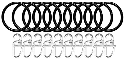 10er Set Ø 35/40 mm Gardinenringe Schwarz mit Faltenlegehaken »Köln« Gardinenstange, 2021192set von Gardinenbox