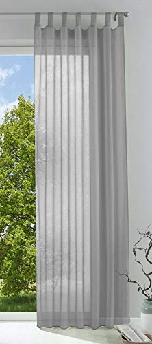 1er-Pack Gardine Transparent Vorhang Wohnzimmer Voile Schlaufenschal HxB 255x140 cm Grau, 202076 1er-Pack Gardine Transparent Vorhang Wohnzimmer Voile Schlaufenschal HxB 255x140 cm Grau, 202076 von Gardinenbox
