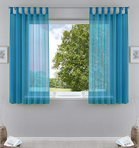 2er-Pack Gardinen Transparent Vorhang Set Wohnzimmer Voile Schlaufenschal mit Bleibandabschluß HxB 175x140 cm Türkis, 61000CN 2er-Pack Gardinen Transparent Vorhang Set Wohnzimmer Voile Schlaufenschal mit Bleibandabschluß HxB 175x140 cm Türkis, 61000CN von Gardinenbox