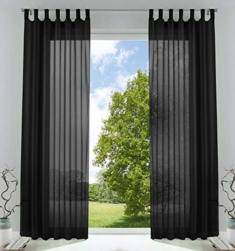 2er-Pack Gardinen Transparent Vorhang Set Wohnzimmer Voile Schlaufenschal mit Bleibandabschluß HxB 225x140 cm Schwarz, 61000CN 2er-Pack Gardinen Transparent Vorhang Set Wohnzimmer Voile Schlaufenschal mit Bleibandabschluß HxB 225x140 cm Schwarz, 61000CN von Gardinenbox
