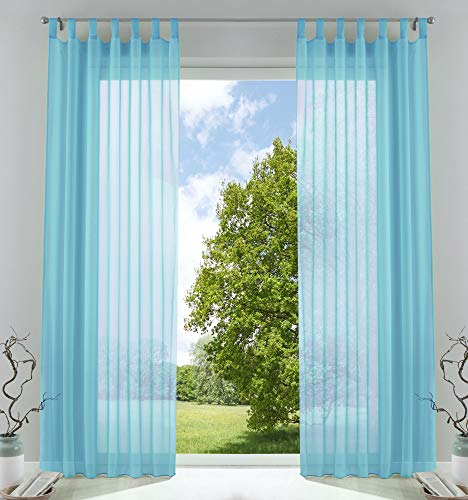 2er-Pack Gardinen Transparent Vorhang Set Wohnzimmer Voile Schlaufenschal mit Bleibandabschluß HxB 245x140 cm Hellblau, 61000CN 2er-Pack Gardinen Transparent Vorhang Set Wohnzimmer Voile Schlaufenschal mit Bleibandabschluß HxB 245x140 cm Hellblau, 61000CN von Gardinenbox