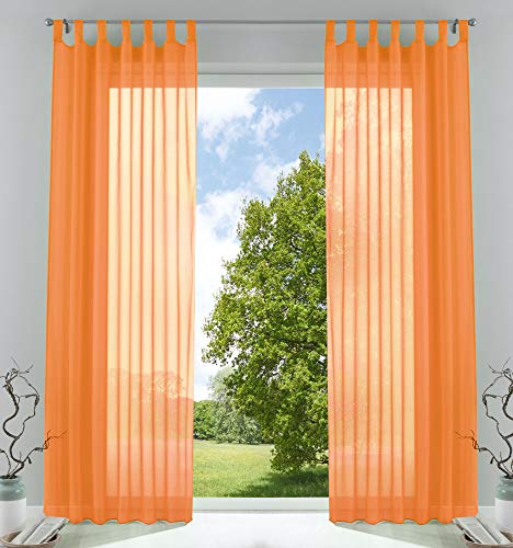 2er-Pack Gardinen Transparent Vorhang Set Wohnzimmer Voile Schlaufenschal mit Bleibandabschluß HxB 245x140 cm Orange, 61000CN 2er-Pack Gardinen Transparent Vorhang Set Wohnzimmer Voile Schlaufenschal mit Bleibandabschluß HxB 245x140 cm Orange, 61000CN von Gardinenbox