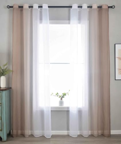 2er Pack Gardinen Vertikal Farbverlauf Druck Transparent »Modena« mit Ösen und Raffhalter, Vorhang, Dekoschal HxB 245x140 cm Brauntöne 10000183 2er Pack Gardinen Vertikal Farbverlauf Druck Transparent »Modena« mit Ösen und Raffhalter, Vorhang, Dekoschal HxB 245x140 cm Brauntöne 10000183 von Gardinenbox