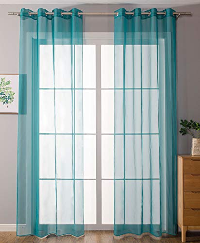 2er-Pack Ösen Gardinen Transparent Vorhang Set Wohnzimmer Voile Ösenvorhang Bleibandabschluß HxB 145x140 cm Türkis, 203322 2er-Pack Ösen Gardinen Transparent Vorhang Set Wohnzimmer Voile Ösenvorhang Bleibandabschluß HxB 145x140 cm Türkis, 203322 von Gardinenbox