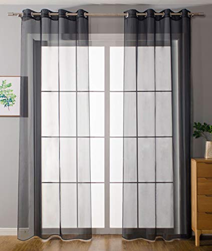 2er-Pack Ösen Gardinen Transparent Vorhang Set Wohnzimmer Voile Ösenvorhang Bleibandabschluß HxB 175x140 cm Schwarz, 203322 2er-Pack Ösen Gardinen Transparent Vorhang Set Wohnzimmer Voile Ösenvorhang Bleibandabschluß HxB 175x140 cm Schwarz, 203322 von Gardinenbox