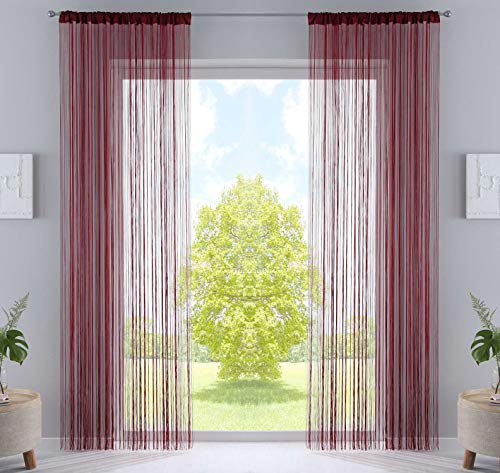 2er Set Fadengardine, HxB 250x140 cm, Bordeaux mit Tunneldurchzug und eingenähtem Kräuselband, geeignet für Gardinenstangen und Gardinenschienen Fadenvorhänge Fadenstores Raumteiler, 20303CN2 2er Set Fadengardine, HxB 250x140 cm, Bordeaux mit Tunneldurchzug und eingenähtem Kräuselband, geeignet für Gardinenstangen und Gardinenschienen Fadenvorhänge Fadenstores Raumteiler, 20303CN2 von Gardinenbox