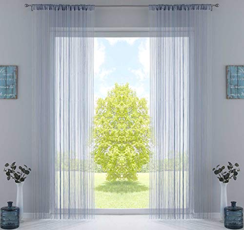 2er Set Fadengardine, HxB 250x140 cm, Grau mit Tunneldurchzug und eingenähtem Kräuselband, geeignet für Gardinenstangen und Gardinenschienen Fadenvorhänge Fadenstores Raumteiler, 20303CN2 2er Set Fadengardine, HxB 250x140 cm, Grau mit Tunneldurchzug und eingenähtem Kräuselband, geeignet für Gardinenstangen und Gardinenschienen Fadenvorhänge Fadenstores Raumteiler, 20303CN2 von Gardinenbox