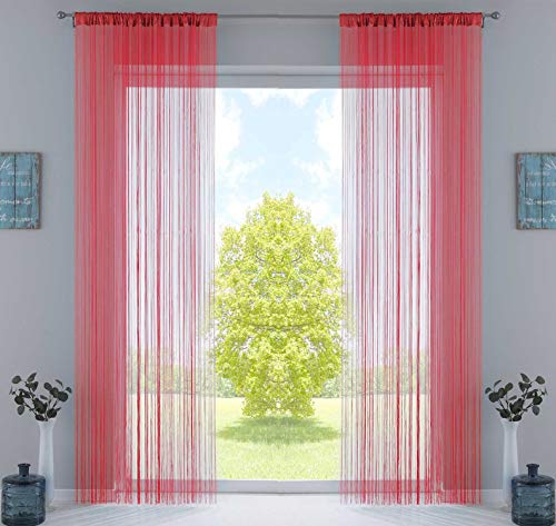 2er Set Fadengardine, HxB 250x140 cm, Rot mit Tunneldurchzug und eingenähtem Kräuselband, geeignet für Gardinenstangen und Gardinenschienen Fadenvorhänge Fadenstores Raumteiler, 20303CN2 2er Set Fadengardine, HxB 250x140 cm, Rot mit Tunneldurchzug und eingenähtem Kräuselband, geeignet für Gardinenstangen und Gardinenschienen Fadenvorhänge Fadenstores Raumteiler, 20303CN2 von Gardinenbox
