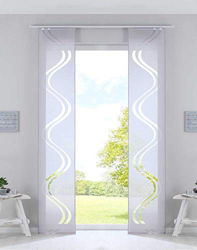 2er Set Flächenvorhänge Schiebegardinen HxB 245x45 cm Grau Ausbrenner Qualität modern mit Wellen Muster transparent Paneelwägen 20190418-2 2er Set Flächenvorhänge Schiebegardinen HxB 245x45 cm Grau Ausbrenner Qualität modern mit Wellen Muster transparent Paneelwägen 20190418-2 von Gardinenbox