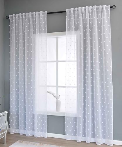 2er Set Gardine HxB 245x145 cm Natur Snowflakes »Valencia« Multiband Aufhängung Scherli Transparent Leinen-Optik, 2023400-408S-2 von Gardinenbox