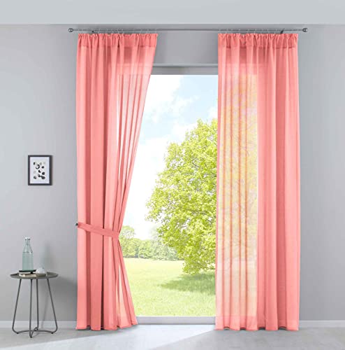 2er Set Gardinen »Nizza« Baumwoll-Voile Halbvoile HxB 254x135 cm Coral Transparent Stores mit Gardinenband und Tuneldurchzug, 2019031-2 2er Set Gardinen »Nizza« Baumwoll-Voile Halbvoile HxB 254x135 cm Coral Transparent Stores mit Gardinenband und Tuneldurchzug, 2019031-2 von Gardinenbox