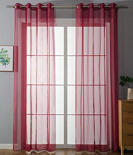 2er Set Ösenvorhänge Transparent »Uni« Gardine HxB 145x140 cm Bordeaux Stores Vorhang Ösen Bleibandabschluß Wohnzimmer, 20332-cn2 von Gardinenbox