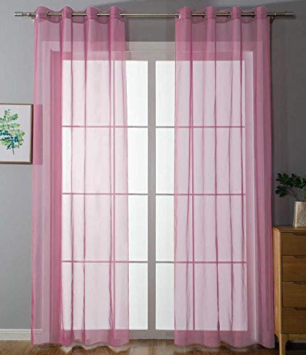 2er Set Ösenvorhänge Transparent »Uni« Gardine HxB 145x140 cm Rosa Stores Vorhang Ösen Bleibandabschluß Wohnzimmer, 20332-cn2 von Gardinenbox