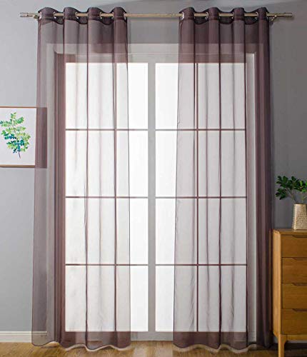 2er Set Ösenvorhänge Transparent »Uni« Gardine HxB 175x140 cm Braun Stores Vorhang Ösen Bleibandabschluß Wohnzimmer, 20332-cn2 von Gardinenbox