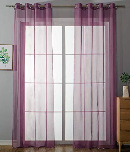 2er Set Ösenvorhänge Transparent »Uni« Gardine HxB 175x140 cm Lila Stores Vorhang Ösen Bleibandabschluß Wohnzimmer, 20332-cn2 von Gardinenbox
