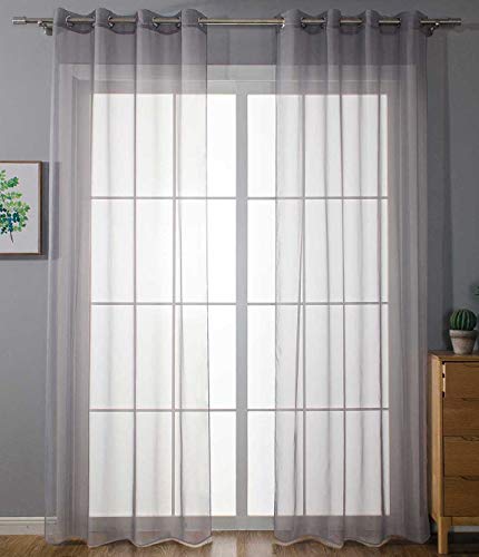 2er Set Ösenvorhänge Transparent »Uni« Gardine HxB 245x140 cm Grau Stores Vorhang Ösen Bleibandabschluß Wohnzimmer, 20332-cn2 von Gardinenbox