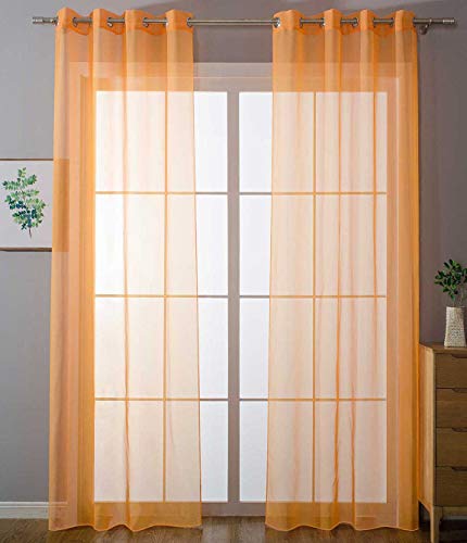 2er Set Ösenvorhänge Transparent »Uni« Gardine HxB 245x140 cm Orange Stores Vorhang Ösen Bleibandabschluß Wohnzimmer, 20332-cn2 von Gardinenbox