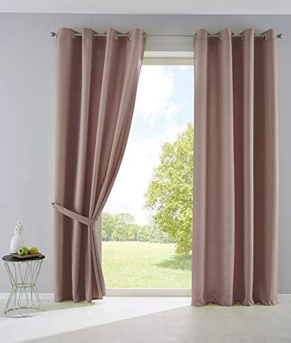 2er Set Vorhänge Blickdicht Gardinen Matt Lichtdurchlässig »Palermo« mit Ösen und Raffhalter Dekoschal HxB 225x140 cm Taupe, 10000265-2 von Gardinenbox