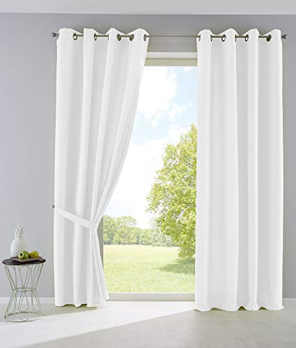 2er Set Vorhänge Blickdicht Gardinen Matt Lichtdurchlässig »Palermo« mit Ösen und Raffhalter Dekoschal HxB 225x140 cm Weiß, 10000265-2 2er Set Vorhänge Blickdicht Gardinen Matt Lichtdurchlässig »Palermo« mit Ösen und Raffhalter Dekoschal HxB 225x140 cm Weiß, 10000265-2 von Gardinenbox