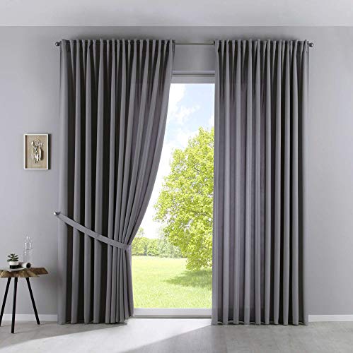 2er Set Vorhänge Blickdicht »Palermo« HxB 250x300 cm Grau Gardinen Extra Breit Matt Lichtdurchlässig Verdeckte Schlaufen Raffhalter Gardinenband, 100002651-2 von Gardinenbox