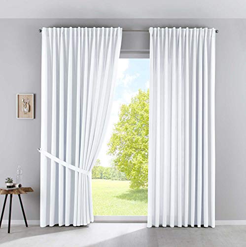 2er Set Vorhänge Blickdicht »Palermo« HxB 250x300 cm Weiß Gardinen Extra Breit Matt Lichtdurchlässig Verdeckte Schlaufen Raffhalter Gardinenband, 100002651-2 von Gardinenbox