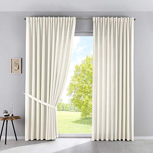 2er Set Vorhänge Blickdicht »Palermo« HxB 250x300 cm Creme Gardinen Extra Breit Matt Lichtdurchlässig Verdeckte Schlaufen Raffhalter Gardinenband, 100002651-2 von Gardinenbox