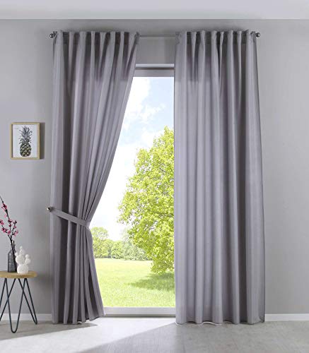 2er Set Vorhänge Verdeckte Schlaufen Cationic »JENA« HxB 225x140 cm Silber Blickdicht Leinen Optik Gardinen Meliert Gardinenband mit Raffhalter, 2019037-2 2er Set Vorhänge Verdeckte Schlaufen Cationic »JENA« HxB 225x140 cm Silber Blickdicht Leinen Optik Gardinen Meliert Gardinenband mit Raffhalter, 2019037-2 von Gardinenbox