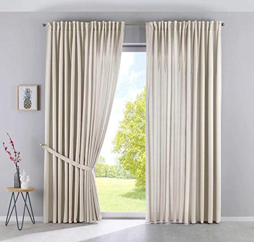 2er Set Vorhänge Verdeckte Schlaufen Cationic »JENA« HxB 250x300 cm Sand Blickdicht Leinen Optik Gardinen Meliert Gardinenband mit Raffhalter, 2019037-2 2er Set Vorhänge Verdeckte Schlaufen Cationic »JENA« HxB 250x300 cm Sand Blickdicht Leinen Optik Gardinen Meliert Gardinenband mit Raffhalter, 2019037-2 von Gardinenbox