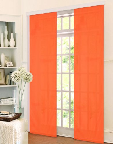 Gardinenbox Flächenvorhang, Schiebegardine Blickdicht matt, Orange, aus Micro Satin (Mikrofaser Gewebe), mit Paneelwagen und Beschwerungsstange -85600-, 85600 von Gardinenbox