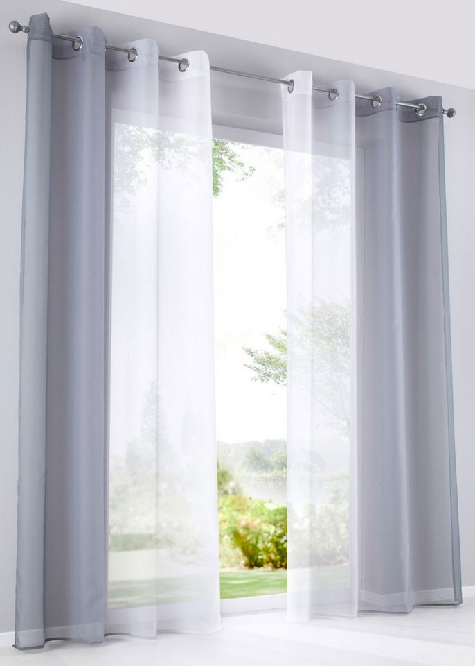 Gardinenbox Gardine, Ösen (2 St), transparent, Voile, Farbverlauf Vertikal »Modena« Voile Raffhalter 10000183 von Gardinenbox