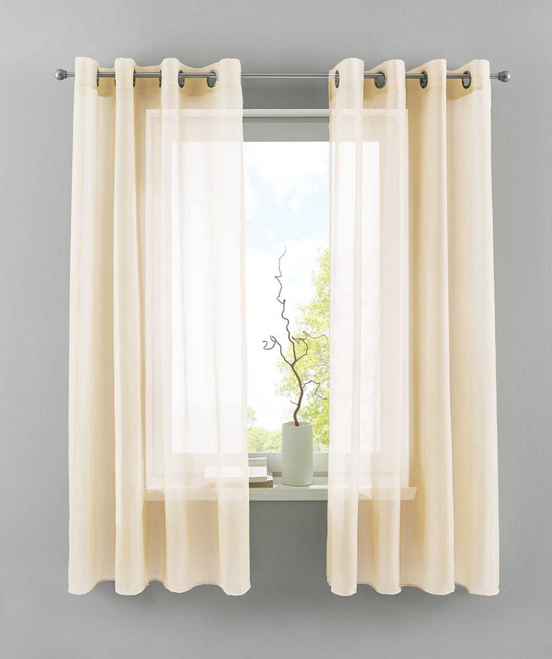 Gardinenbox Gardine (2 St), Ösen, transparent, Voile, 2er Set Transparent »Basel« Bleiband Store 20332TR2 von Gardinenbox