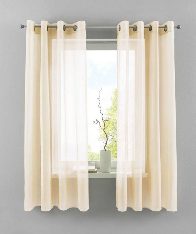 Gardinenbox Gardine (2 St), Ösen, transparent, Voile, 2er Set Transparent »Basel« Bleiband Store 20332TR2 von Gardinenbox