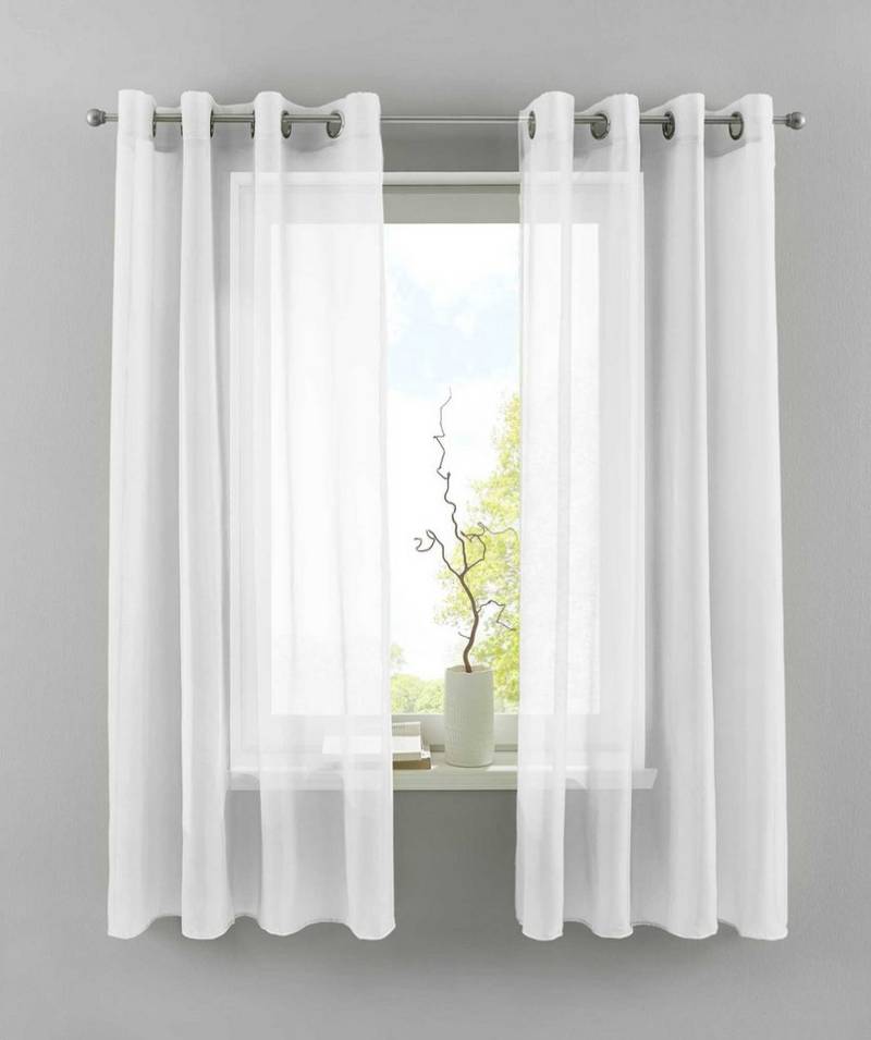 Gardinenbox Gardine, Ösen (2 St), transparent, Voile, 2er Set Transparent »Basel« Bleiband Store 20332TR2 von Gardinenbox