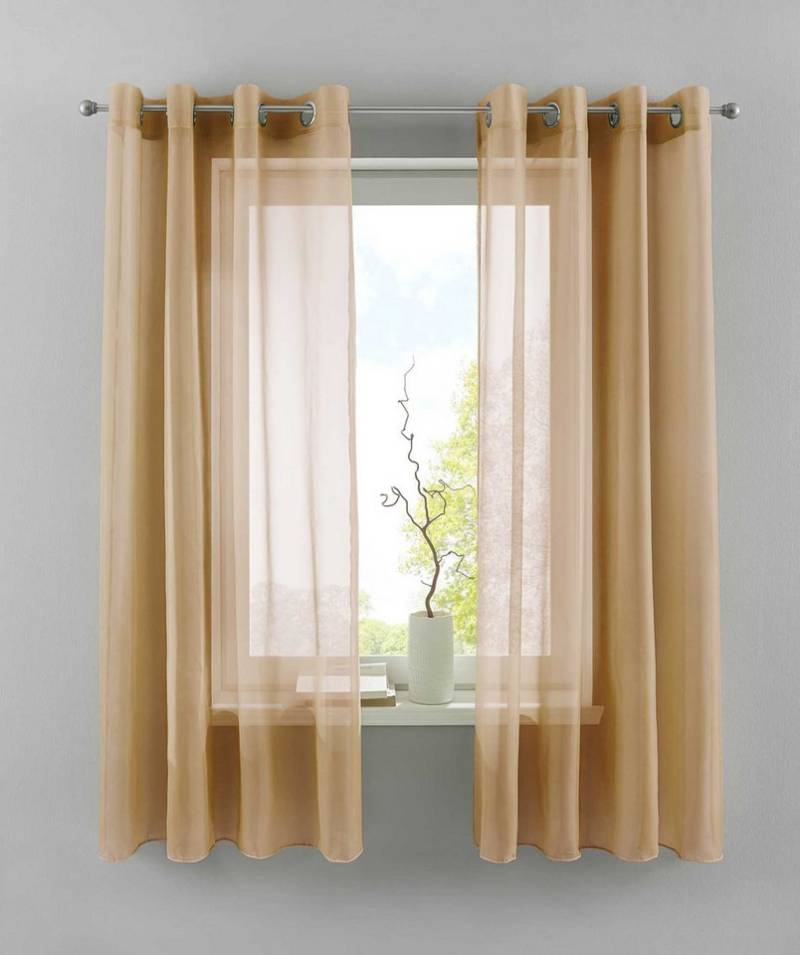 Gardinenbox Gardine (2 St), Ösen, transparent, Voile, 2er Set Transparent »Basel« Bleiband Store 20332TR2 von Gardinenbox
