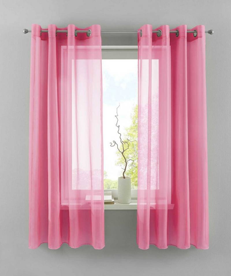 Gardinenbox Gardine, Ösen (2 St), transparent, Voile, 2er Set Transparent »Basel« Bleiband Store 20332TR2 von Gardinenbox