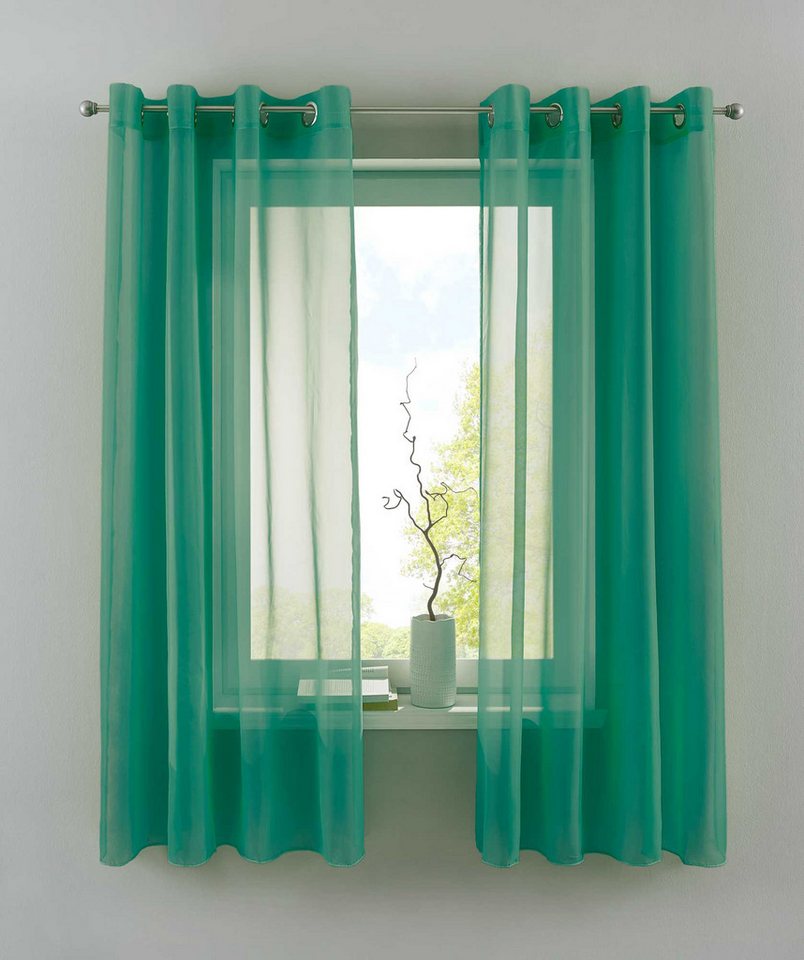 Gardinenbox Gardine, Ösen (2 St), transparent, Voile, 2er Set Transparent »Basel« Bleiband Store 20332TR2 von Gardinenbox