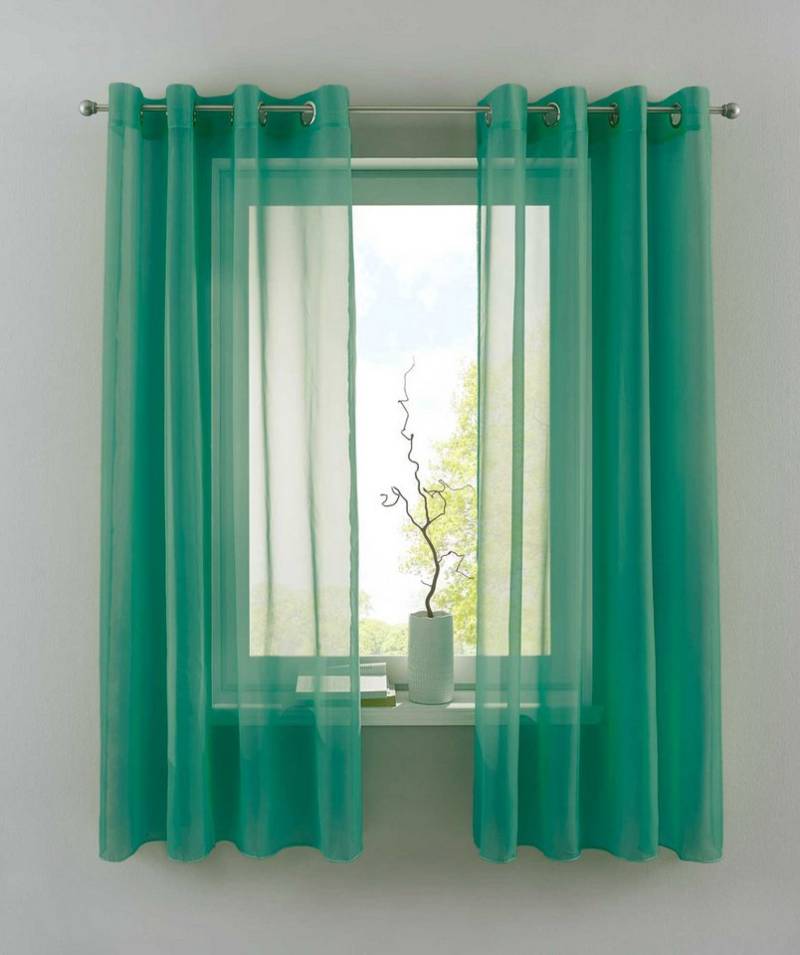 Gardinenbox Gardine, Ösen (2 St), transparent, Voile, 2er Set Transparent »Basel« Bleiband Store 20332TR2 von Gardinenbox