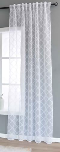 Gardine HxB 245x145 cm Natur Diamond »Valencia« Multiband Aufhängung Scherli Transparent Leinen-Optik, 2023430 von Gardinenbox