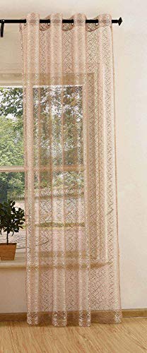 Gardine Netz Struktur mit Ösen einfarbig transparent Deko Vorhang Netzvorhang 1 Stück 245x140 Taupe, 203522 von Gardinenbox