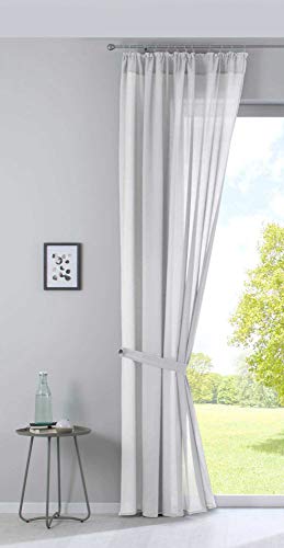 Gardine »Nizza« Baumwoll-Voile Halbvoile HxB 254x135 cm Creme Transparent Store mit Gardinenband und Tuneldurchzug, 2019031 von Gardinenbox