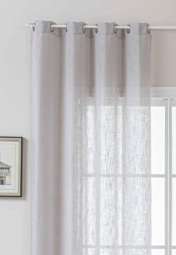 Gardine Ösen Grobfaser »Seoul« HxB 245x140 cm Grau Ösen Linenlook-Struktur Uni Halbransparent Blickdicht 2024110 von Gardinenbox
