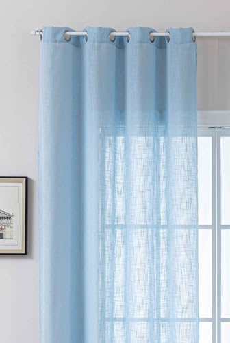 Gardine Ösen Grobfaser »Seoul« HxB 245x140 cm Hellblau Ösen Linenlook-Struktur Uni Halbransparent Blickdicht 2024110 von Gardinenbox