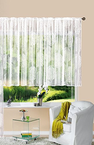 Gardine Store Jacquard Fabio HxB 145x300 cm Kräuselband Universalband Weiß Kreismuster Transparent Voile Vorhang Wohnzimmer, 13143 von Gardinenbox