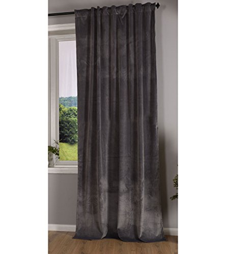 Gardinenbox Verdunkelung Vorhang »Milano« Samt Blickdicht Schlaufenband Tunneldurchzug Blackout Bügelband kürzbar Grau 1 Stück HxB 280x135 cm, 20357 von Gardinenbox
