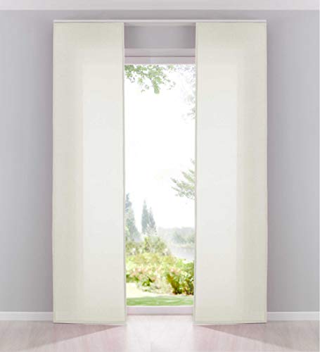 Gardinenbox 2er Pack Flächenvorhänge Schiebegardinen komplett Set Cationic Blickdicht Leinen Optik Natura seidenmatt HxB 245x60 cm Creme Landhaus Stil, 204411-2 Gardinenbox 2er Pack Flächenvorhänge Schiebegardinen komplett Set Cationic Blickdicht Leinen Optik Natura seidenmatt HxB 245x60 cm Creme Landhaus Stil, 204411-2 von Gardinenbox