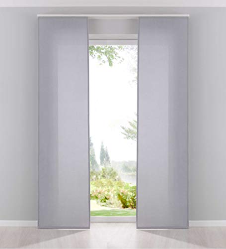 Gardinenbox 2er Pack Flächenvorhänge Schiebegardinen komplett Set Cationic Blickdicht Leinen Optik Natura seidenmatt HxB 245x60 cm Grau Landhaus Stil, 204411-2 Gardinenbox 2er Pack Flächenvorhänge Schiebegardinen komplett Set Cationic Blickdicht Leinen Optik Natura seidenmatt HxB 245x60 cm Grau Landhaus Stil, 204411-2 von Gardinenbox