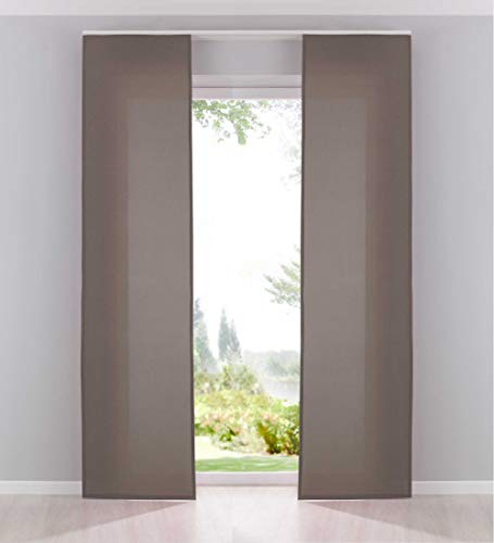 Gardinenbox 2er Pack Flächenvorhänge Schiebegardinen komplett Set Cationic Blickdicht Leinen Optik Natura seidenmatt HxB 245x60 cm Taupe Landhaus Stil, 204411-2 Gardinenbox 2er Pack Flächenvorhänge Schiebegardinen komplett Set Cationic Blickdicht Leinen Optik Natura seidenmatt HxB 245x60 cm Taupe Landhaus Stil, 204411-2 von Gardinenbox