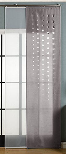 Gardinenbox 2er-Pack Schiebegardine Flächenvorhang, Toledo Grau, 245x60 cm (HxB) Lasercut Wildseide Optik Voile inkl. Paneelwagen und Beschwerungsstangen, 1656100 von Gardinenbox